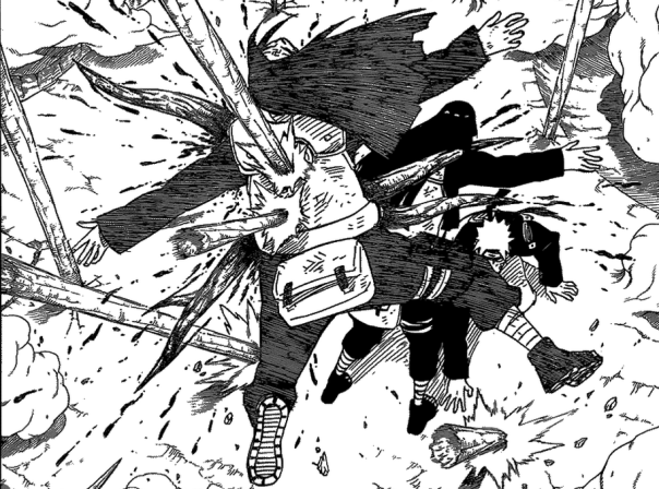 Neji menjadi tameng, untuk melindungi Hinata dan Naruto. Nyawa jadi penggantinya.